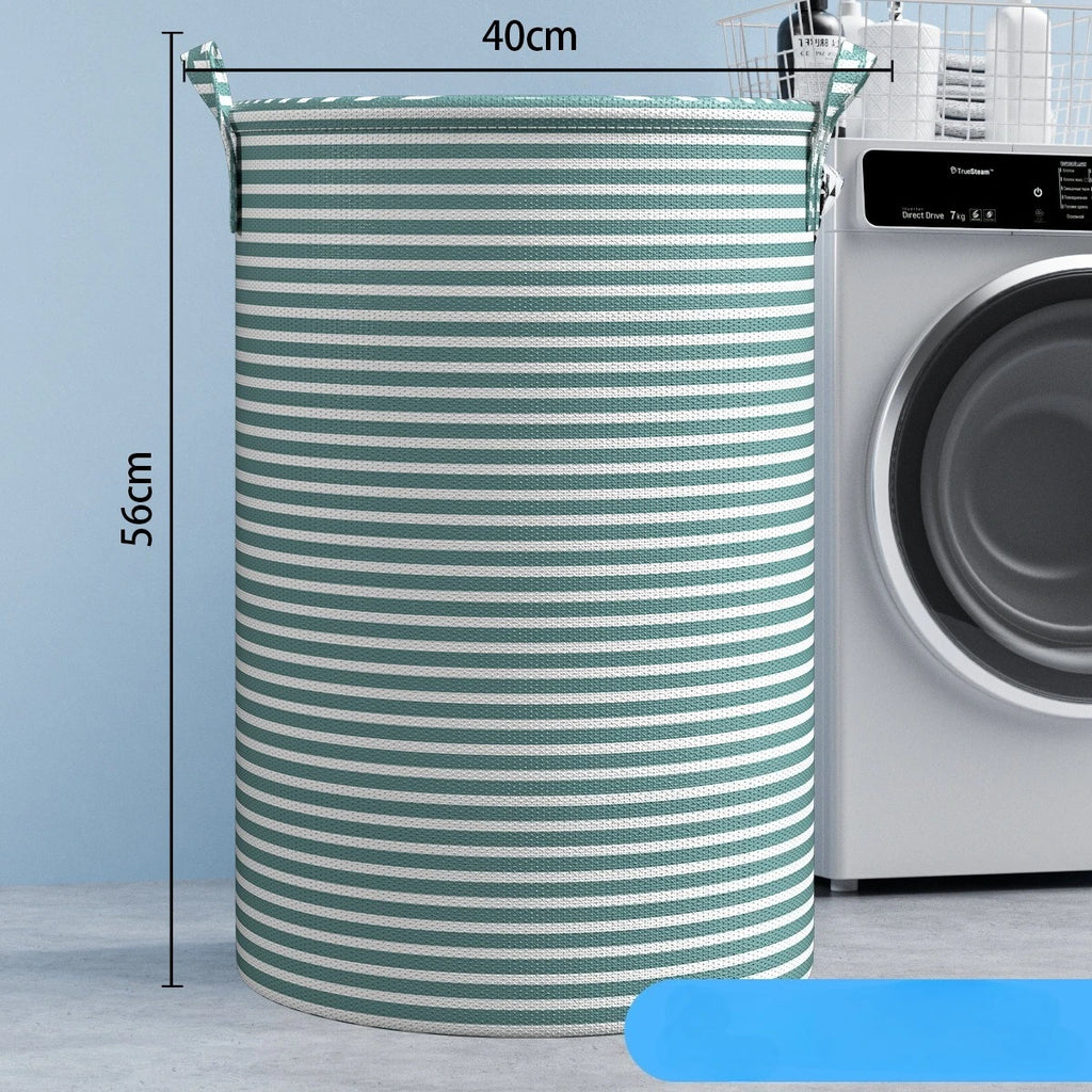 Foldable Minimalist Striped Laundry Basket Multi Use Collapsible Storage Organizer for Bathroom Bedroom Toy Clothes Home 1 Pack Oasis Select large size