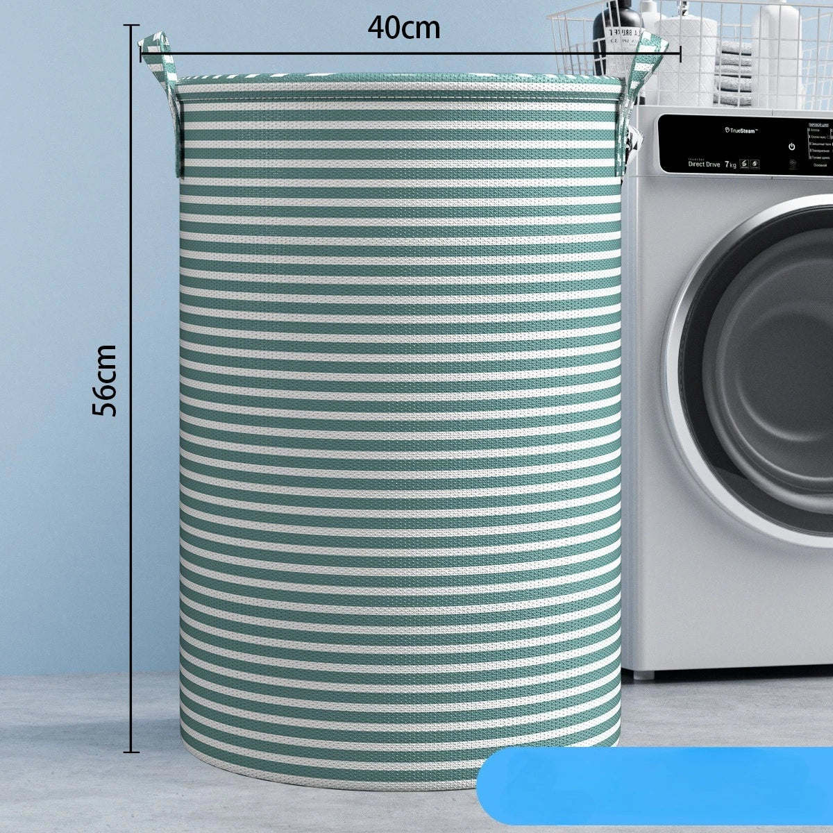 Foldable Minimalist Striped Laundry Basket Multi Use Collapsible Storage Organizer for Bathroom Bedroom Toy Clothes Home 1 Pack Oasis Select large size