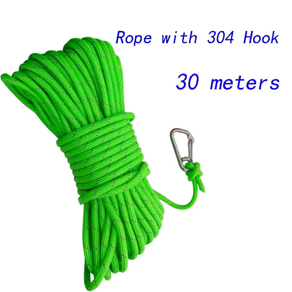 Water Rescue Rope Reflective Floating Line with 304 SS Hook Boat Kayak Pool Emergency High Visibility Lifeguard SafetyThrow Rope Oasis Select Green R Hook 30M