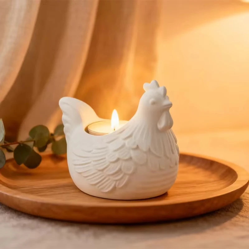 DIY 3D Little Chicken Candle Holder Epoxy Resin Mold, Plaster Hen Decoration, Candle Holder Silicone Mold, Desktop Storage Oasis Select