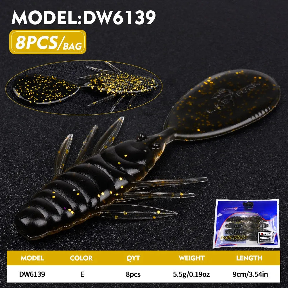 8PCS Soft Plastic Fishing Lure 9cm Paddle Tail Swim Bait For Bass Trout Perch For Predator Fish Oasis Select Color E