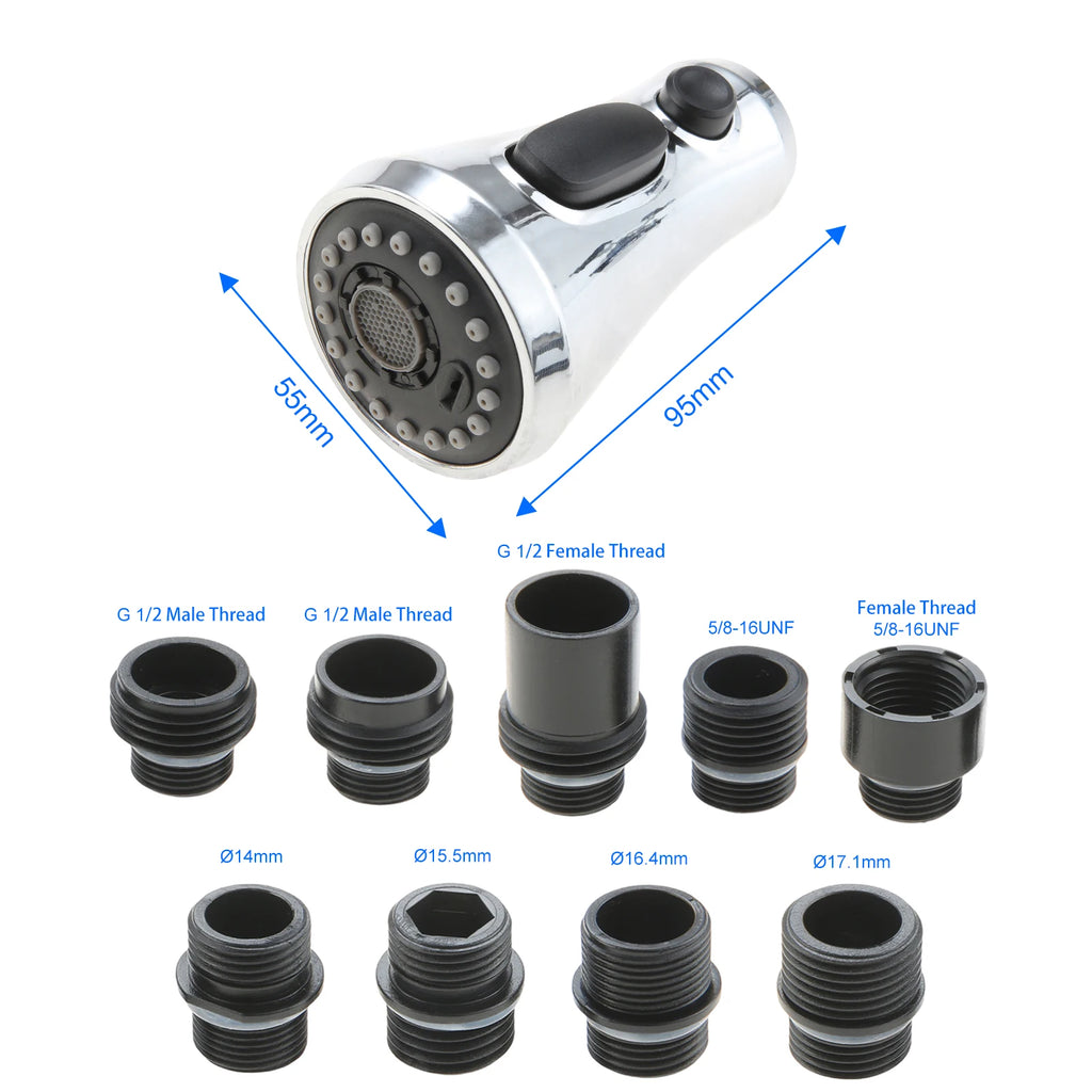 1Set 3-Function Kitchen Faucet Sprayer Nozzle ABS Brushed Nickel Multi Mode Aerator Replacement for Sink Basin Faucet Oasis Select Electroplated