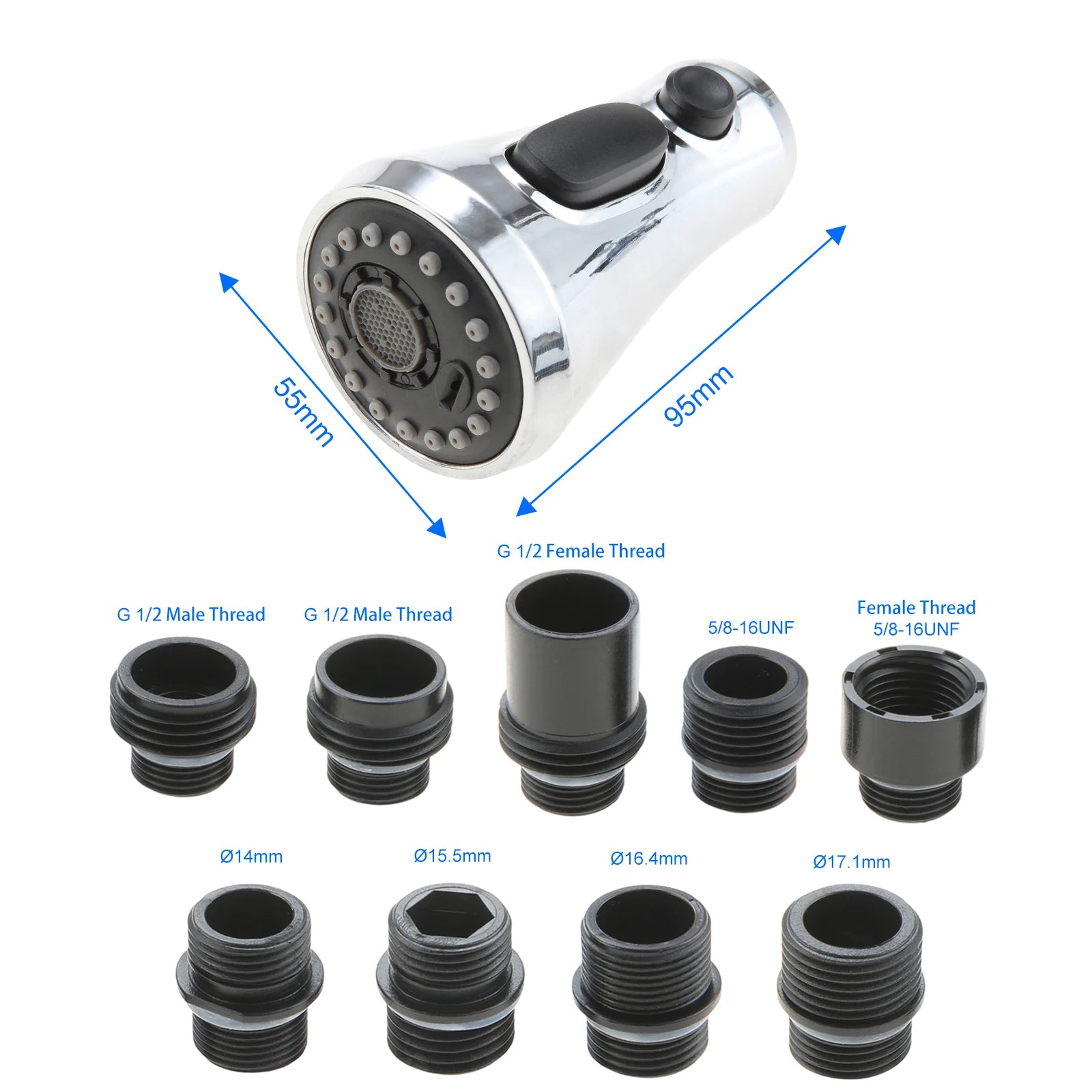 1Set 3-Function Kitchen Faucet Sprayer Nozzle ABS Brushed Nickel Multi Mode Aerator Replacement for Sink Basin Faucet Oasis Select Electroplated