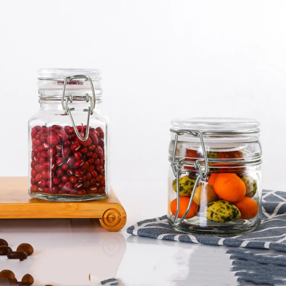 50/100ml Glass Bottle Sealed Storage Jar with Buckle Airtight Locking Lid Big Mouth Kitchen Bottles for Coffee Beans Fruits Nuts Oasis Select
