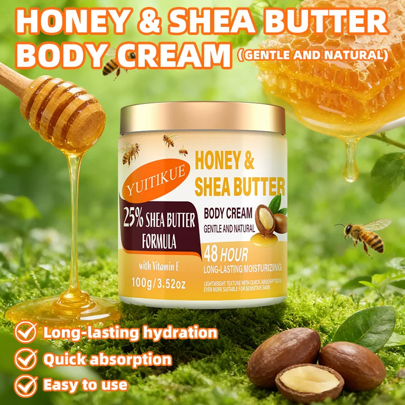 YUITIKUE 25% Shea Butter Cream – 48H Moisture, Honey & Vitamin E