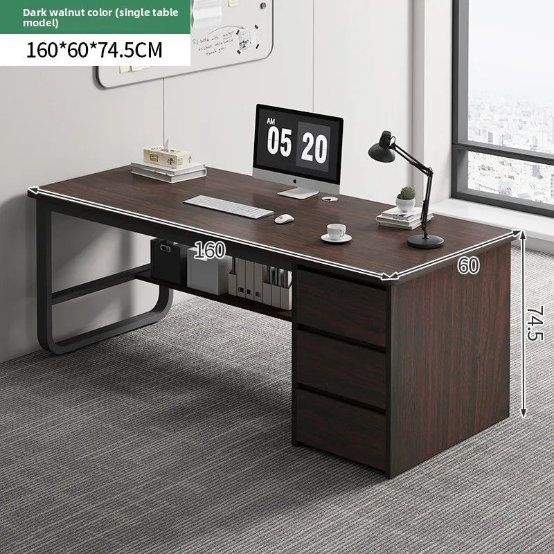 Desk Desktop Computer Desk Simple Home Desk Student Bedroom Bookshelf Integrated Writing Desk Oasis Select Walnut-160-60