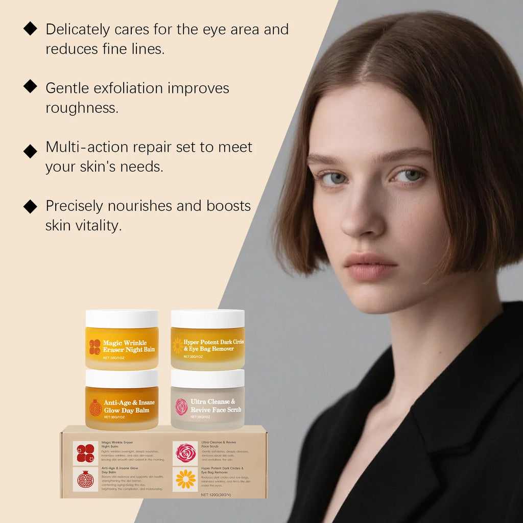 4-Piece Day & Night Skincare Set | Moisturizing Eye Cream Scrub Skincare Set Oasis Select