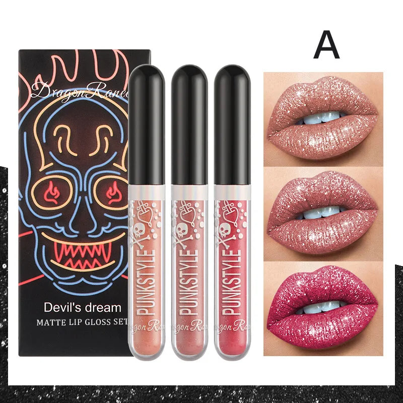 Dragon Ranee Halloween Lip Gloss Set – Sparkling Purple & Black Trio