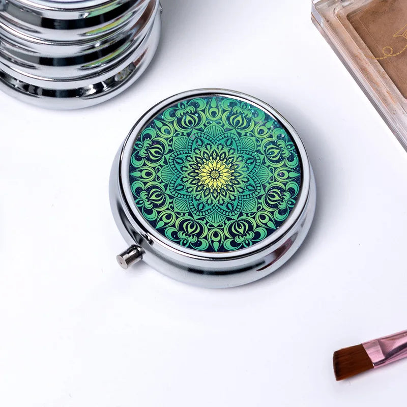 Circular Storage with 3 Compartments Single Compartment Metal Small Medicine Box Jewelry Box Foldable Portable Mini Medicine Box Oasis Select 536Y21
