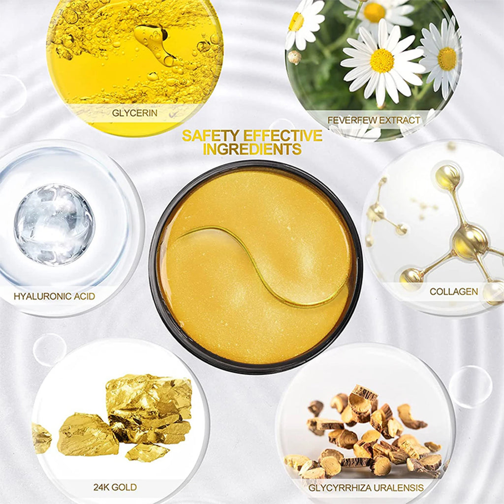 YURHERSU Golden Eye Mask Patches – Moisturizing & Firming Eye Mask Patches Oasis Select