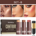 Hello Kiss 4-Piece Contour Stick Set – Highlighter, Blush & Bronzer