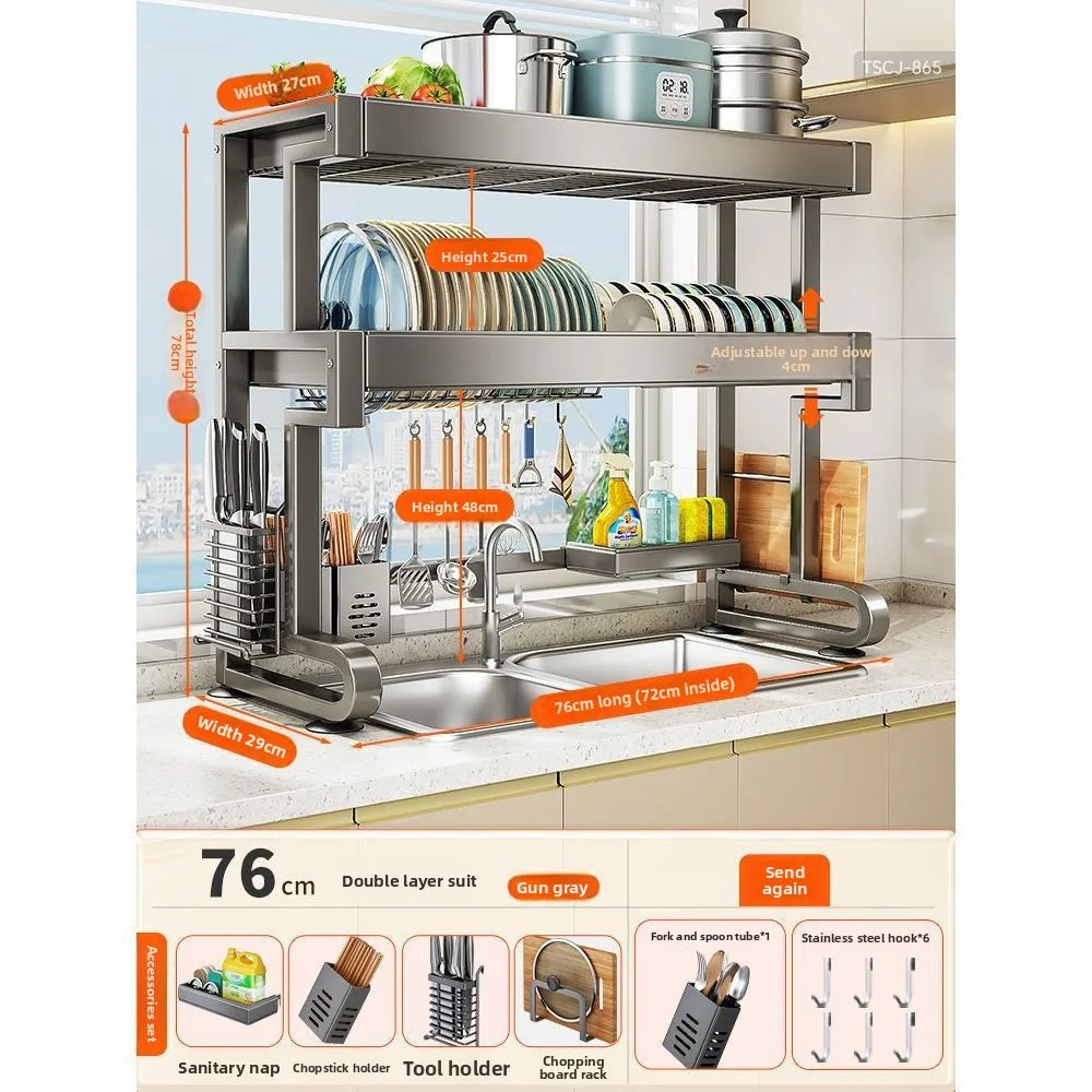 Dish Storage Rack Kitchen Sink Shelf Dish Drain Rack Sink Dish Shelf Oasis Select 76-Double-A