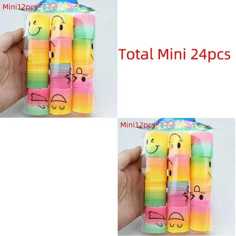 24PCS Rainbow Magic Springs Circle Toys Kids Birthday Party Favors Guests Giveaway Small Gifts Pinata Fillers Flexible Funny Toy Oasis Select 24 pieces 3