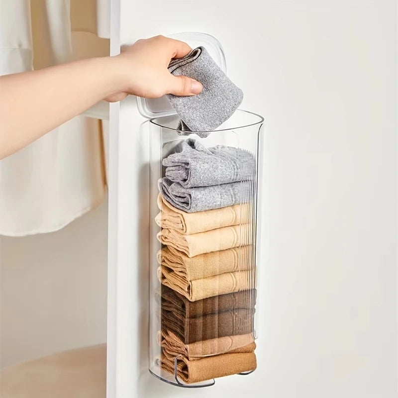 WISH Wall-Mounted Pull-Out Storage Box For Underwear, Trash Bags - Space-Saving Organizer With Cover For Household Oasis Select