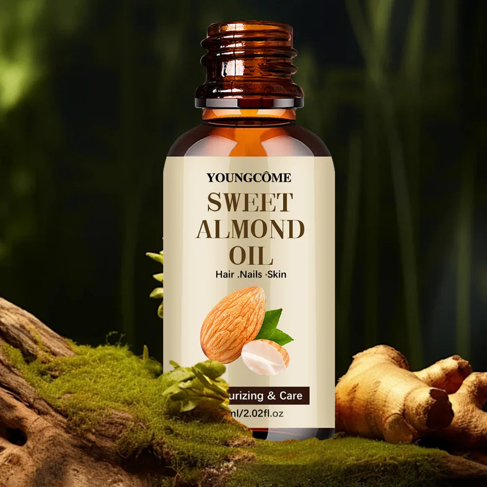 Sweet Almond Oil, Cold Pressed Pure Nourishing Moisturizing for Hair Skin Lightweight Hair Oil Pure, Multi-Purpose Body Face Oil Oasis Select