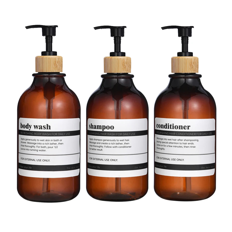 Shampoo and Conditioner Dispenser Reusable Shower Gel Bottle White Refillable Apothecary Dispenser Bottle for Bathroom&Kitchen Oasis Select Style B