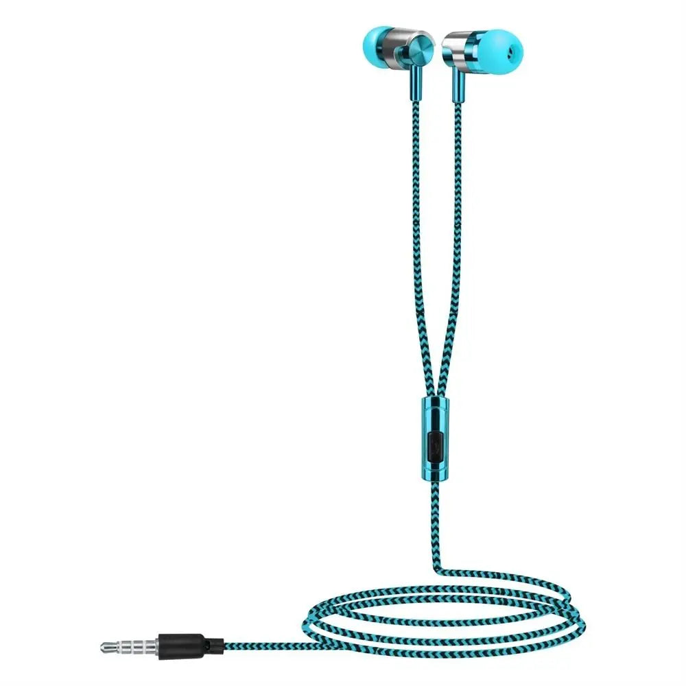 Universal In-ear Headset Braided Cord With Microphone 3.5mm Jack Bass Stereo Wired Control Sports Earphone For Smart Phone Oasis Select