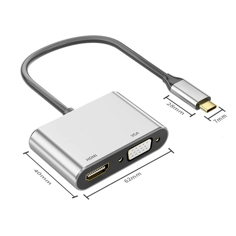 USB C To HDMI-Compatible VGA Type-C Digital AV Multiport Adapter Thunderbolt 3 Converter To 4K 1080P Fast Charging for MacBook Oasis Select