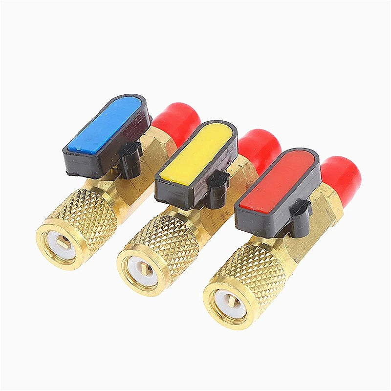 Three Color 1/4 "external Thread To 1/4" Internal Thread SAE Straight Through Ball Valve Refrigerant R22 AC Load Oasis Select