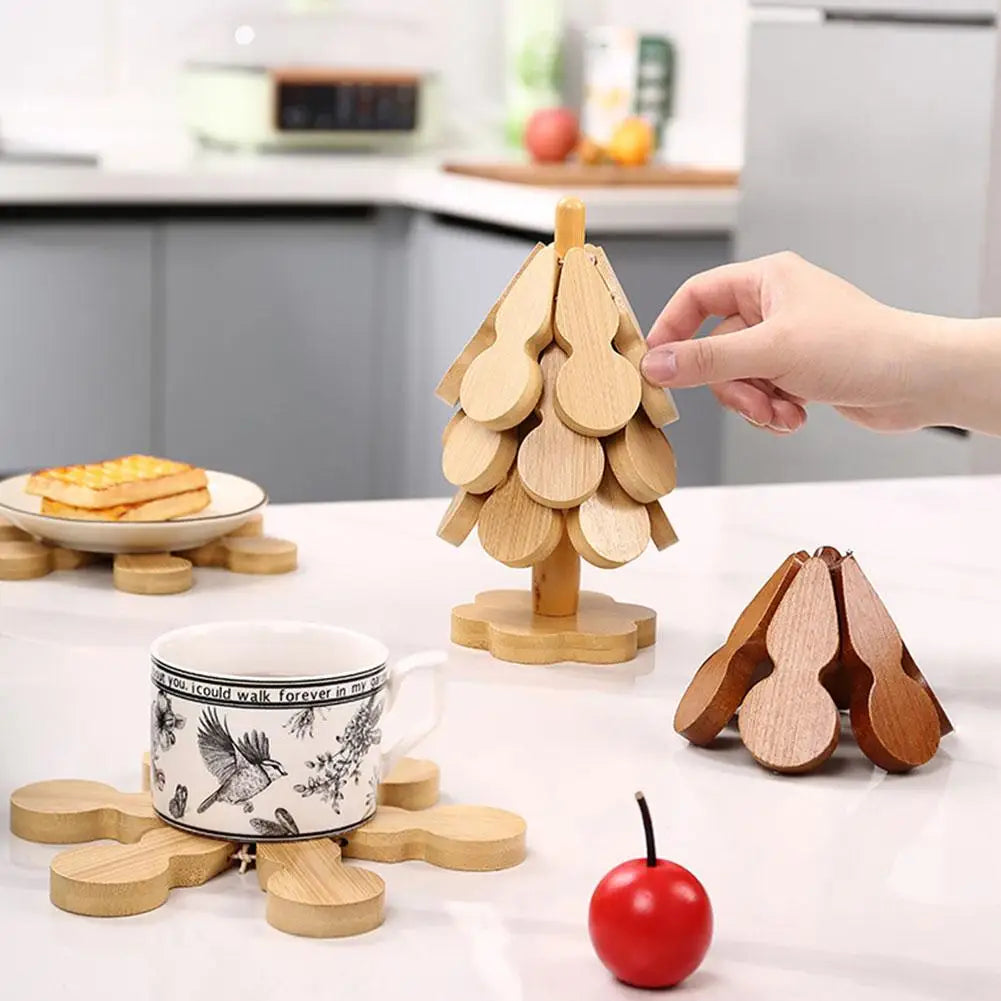 Solid Wood Tree Trivet Mat – Heat-Resistant Pot Holder Wooden Trivet Mat Oasis Select