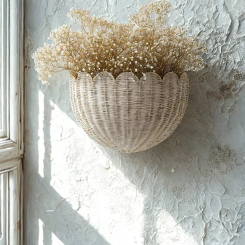 Garden Style Rattan Wall Hanging Key Storage Basket Home Decoration Toys Sundry Storage Basket Hand-woven Basket Oasis Select