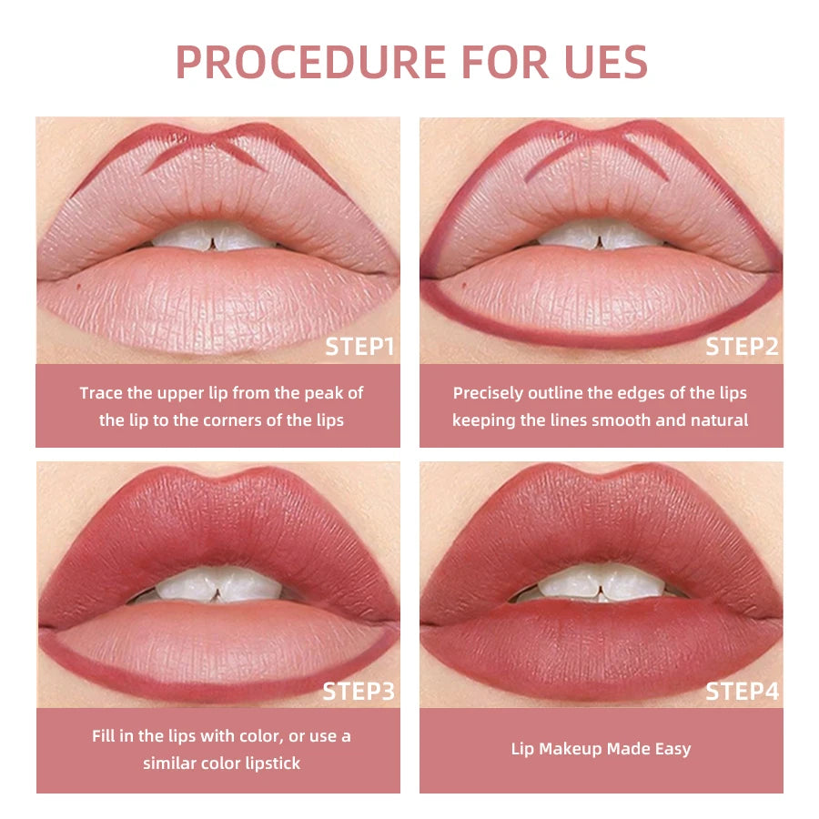 KAFURUX Waterproof Matte Lip Liner | 12 Colors, Long-Lasting