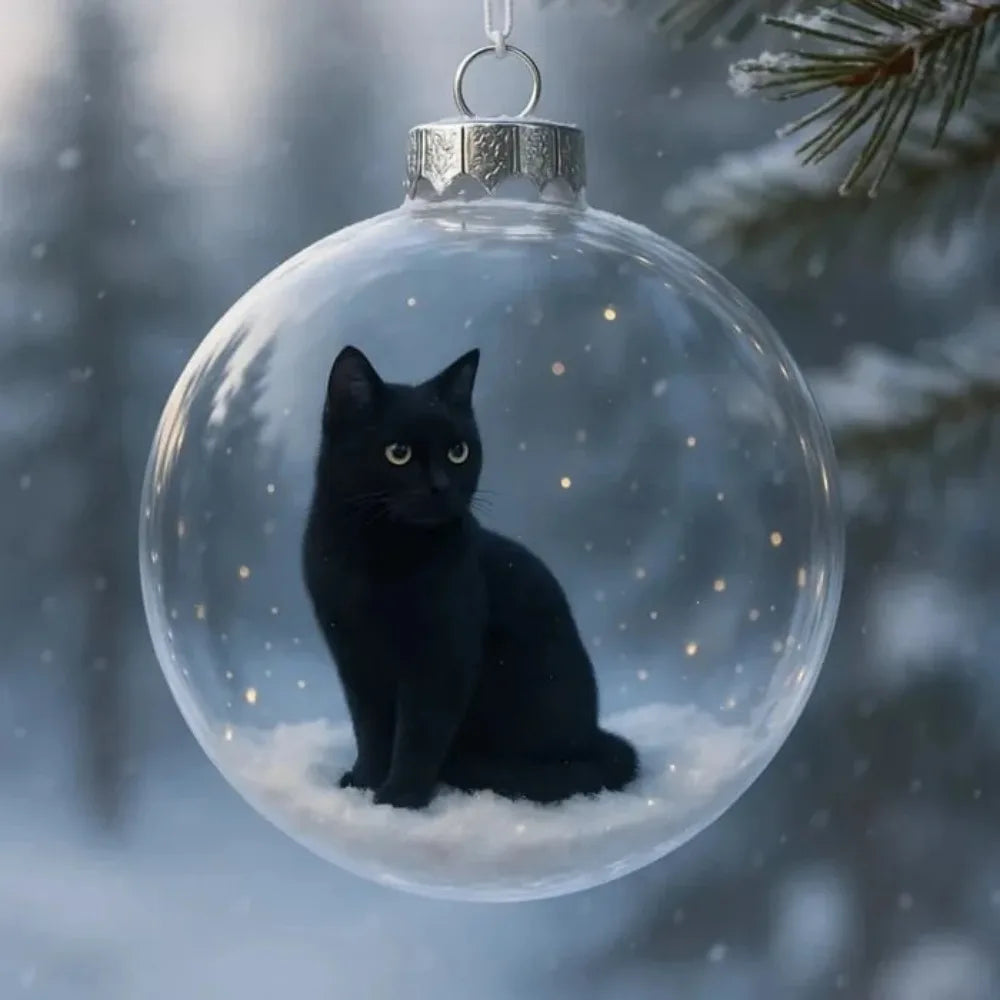 Cat Acrylic Christmas Ball Ornaments – DIY Hanging Baubles