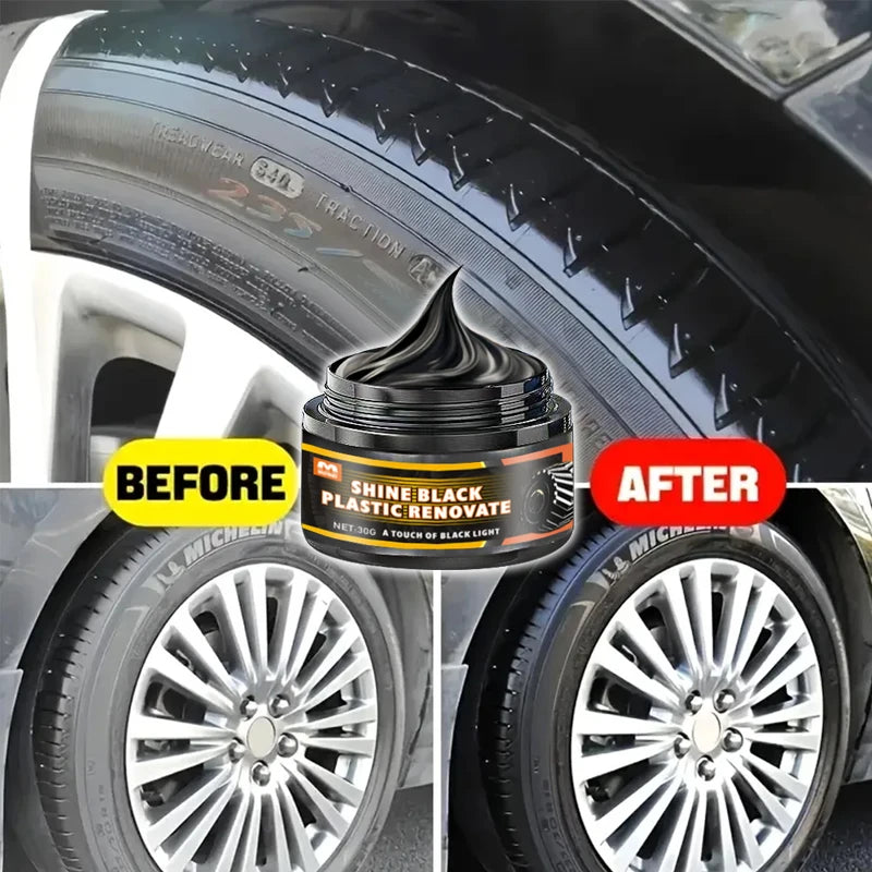 Black Tire Wax, Water-Resistant Car Wheel Shine, Long-Lasting Protection, Easy-to-Clean Formula, Durable Plastic Refurbishment Oasis Select