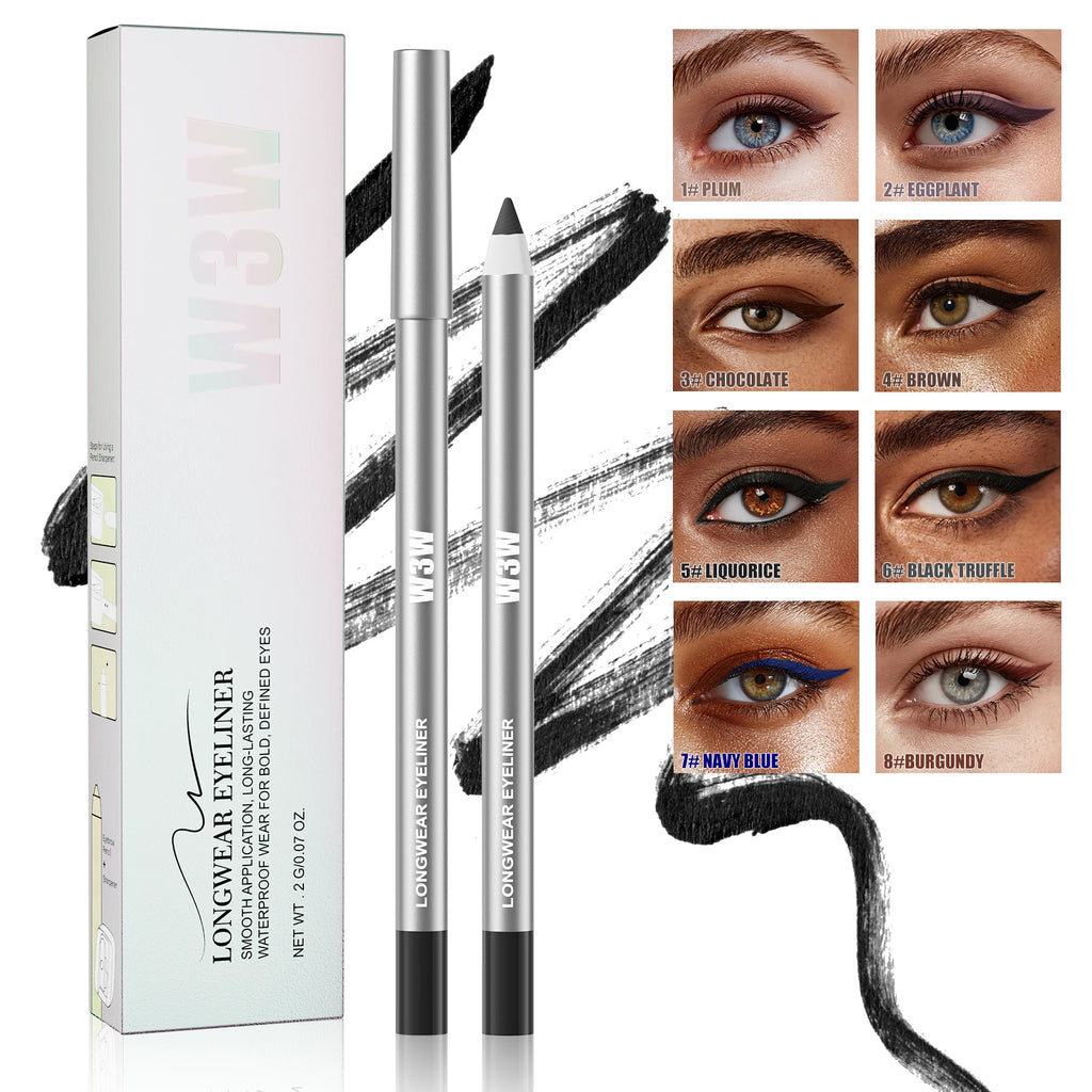 W3W 8-Color Matte Gel Eyeliner Pencil Set – Waterproof