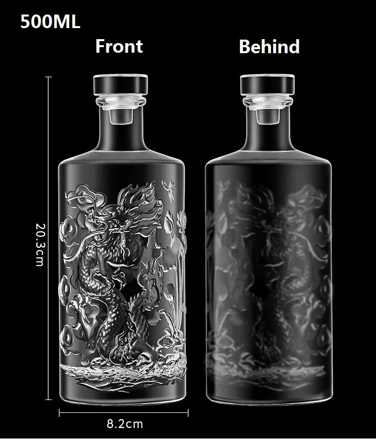 Deluxe Empty Wine Bottle New Dragon Pattern Embossed Bottle High-end Transparent Glass Wine Bottle Oasis Select 3 500ml