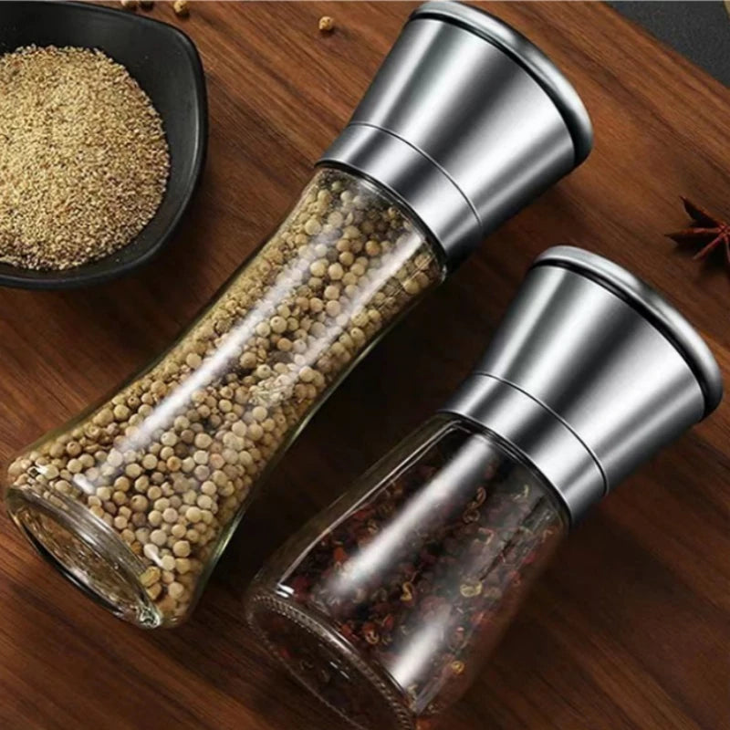 Black Pepper Grinder with Stainless Steel Mill Manual Spice Glass Salt and Pepper Grinder Machine for Household Powder Machine Oasis Select
