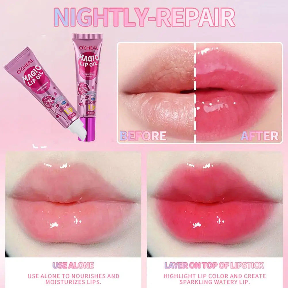 Lip Plumping Tube Lip Gloss Color-Changing Lip Oil Beauty Essence Nourishing Moisturising Sexy Lip Care Plumping Lip Serum Oasis Select