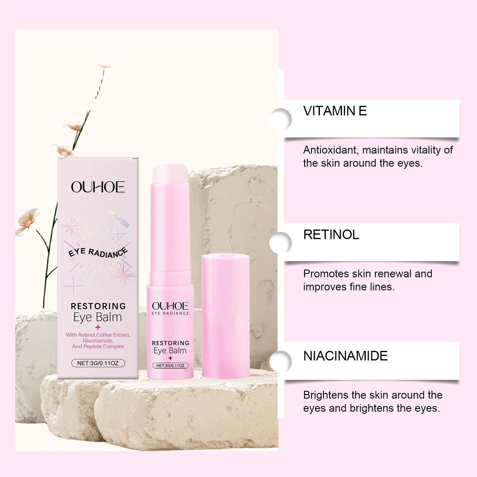 Eye Cream Stick Gentle Nourishing Reduce Dark Circles Lifting Firming Fade Fine Lines Moisturizing Tighten Eye Care Cream Oasis Select