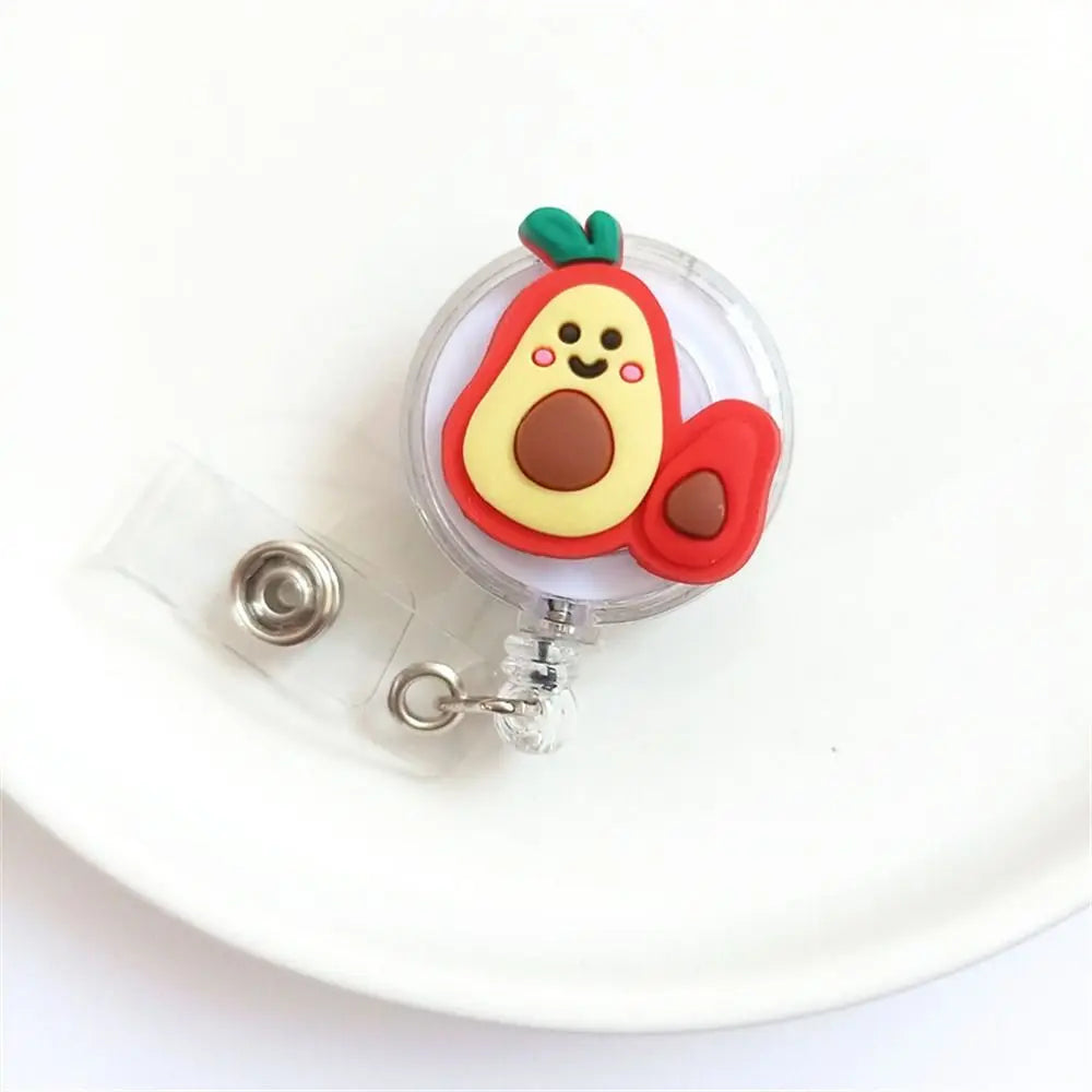 New Cute Silicone Fruits Avocado Retractable Pull Badge Reel ID Lanyard Name Tag Card Badge Holder Reels Oasis Select 1