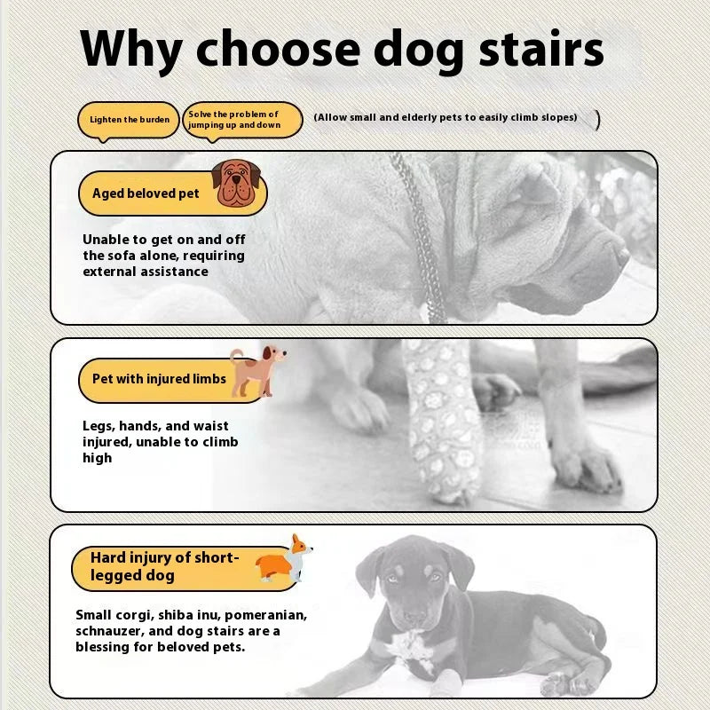 Ladder Dogs Pets Bone Shape Puppy Stairs Beside The Sofa Bed Ramp for Dogs Protecting Pet Joint Safety Stairs for Elderly Dogs Oasis Select