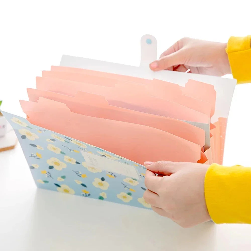 Expandable Desk Organizer A4 Size 5 Pockets File Holder File Folder Document Organizer Floral File Folders Accordion Folder Oasis Select