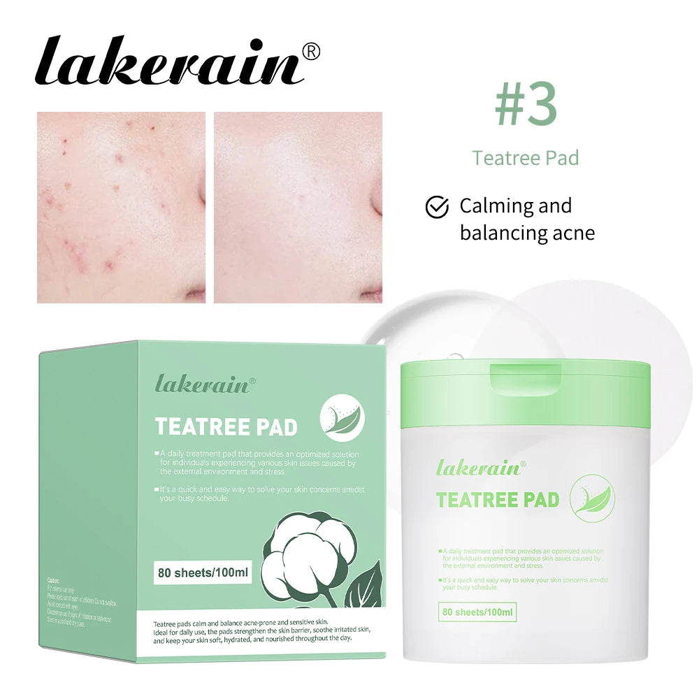 Lakerain Makeup Cotton Pad Teatree Pad Facial Toner Soothing Cotton Pad Calm Sensitive Skin Mild Texture Cotton Pad Oasis Select green