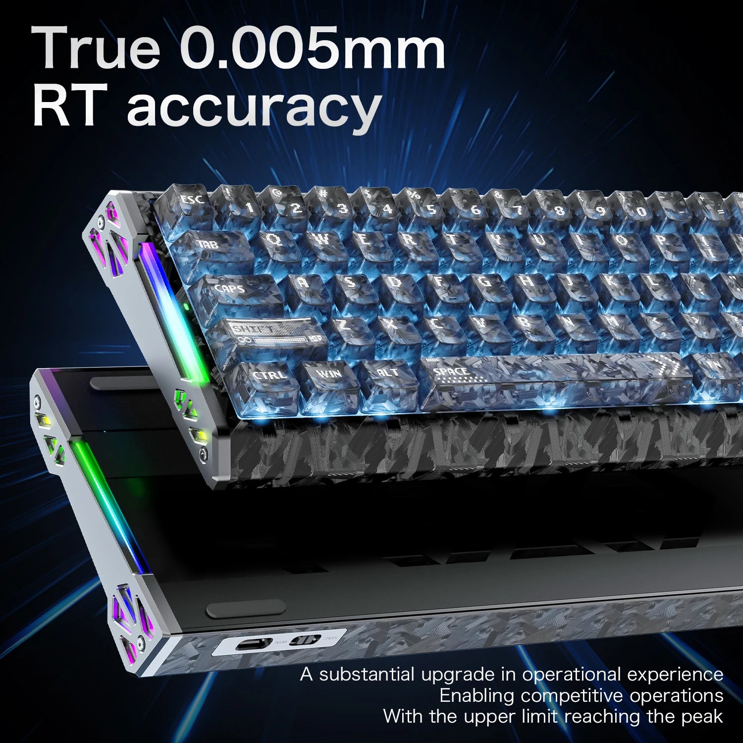 ATTACK SHARK R68HE Magnetic Switch Wired Mechanical Keyboard, 0.08ms Latency, 8000Hz, Forged Carbon Fiber, RGB Gaming Keyboard Oasis Select