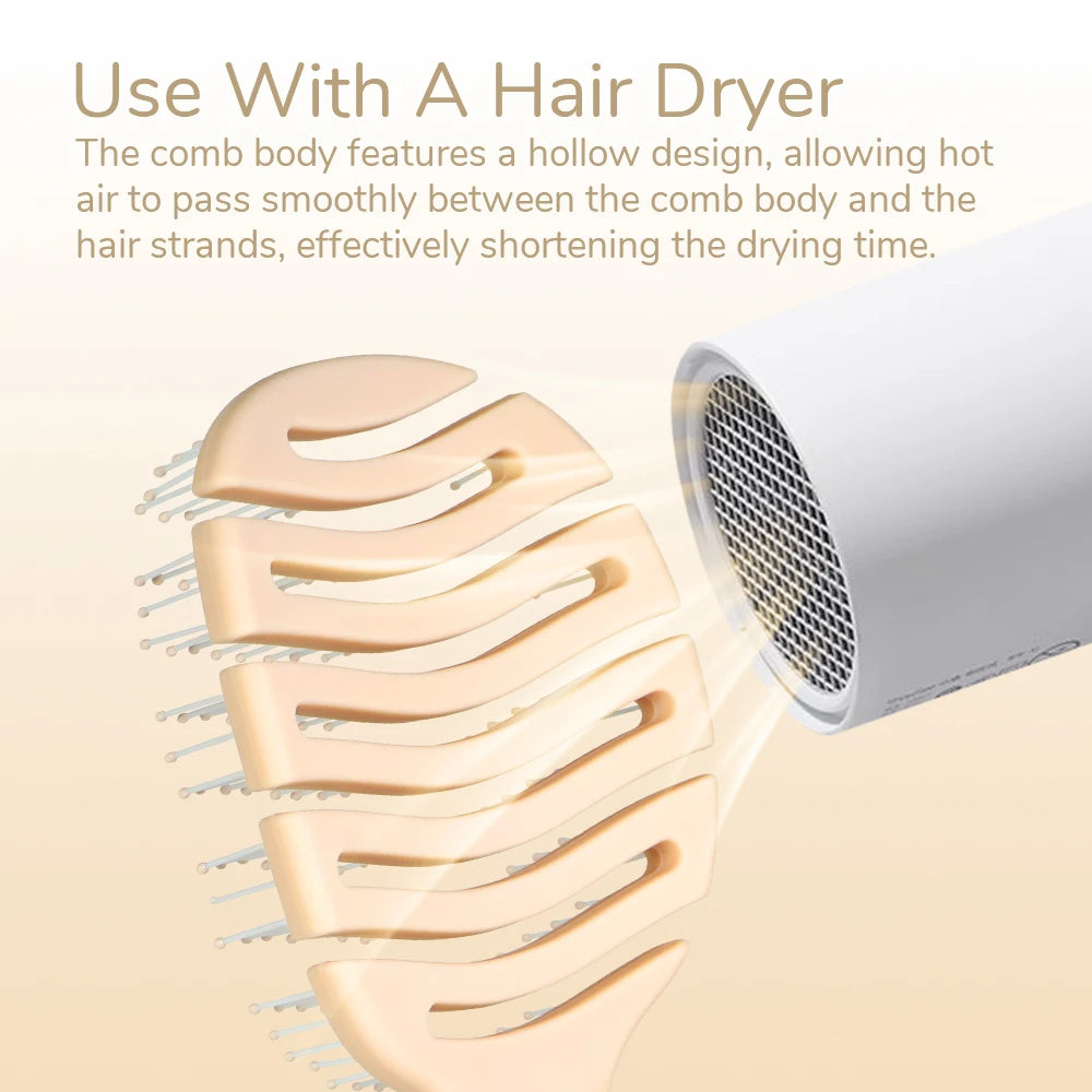 Creamy Hollow Wave Hair Brush - Flexible Vent Design, Round-Tip Bristles for Scalp Massage & Fast Detangling Oasis Select