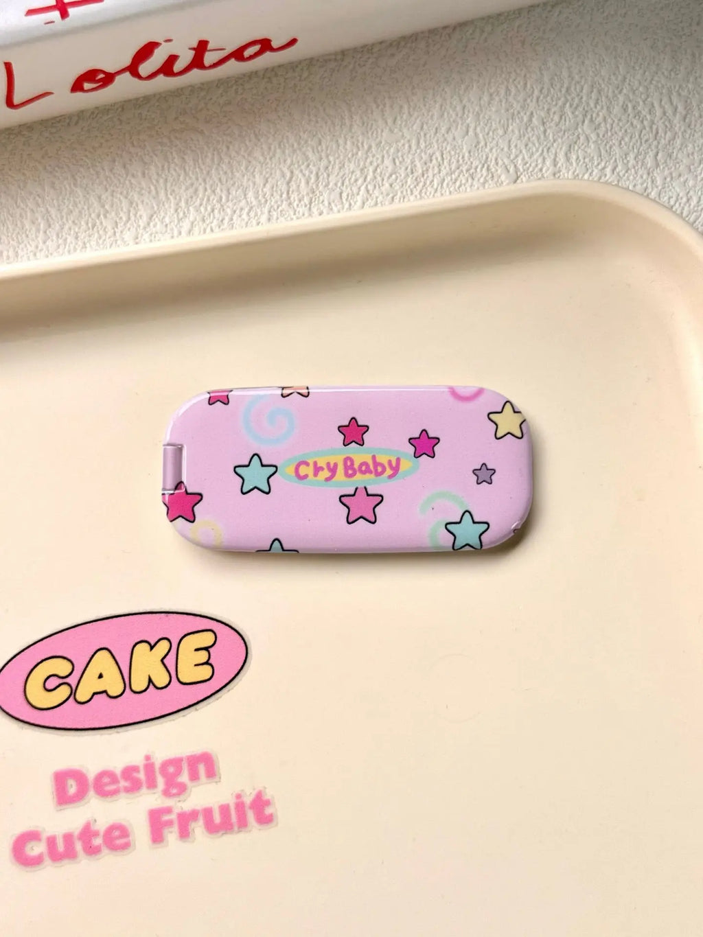 Korean Makeup Mirror Folding Invisible Cartoon Phone Holder Cute Portable Back Sticker New Desktop Universal Adhesive Support Oasis Select