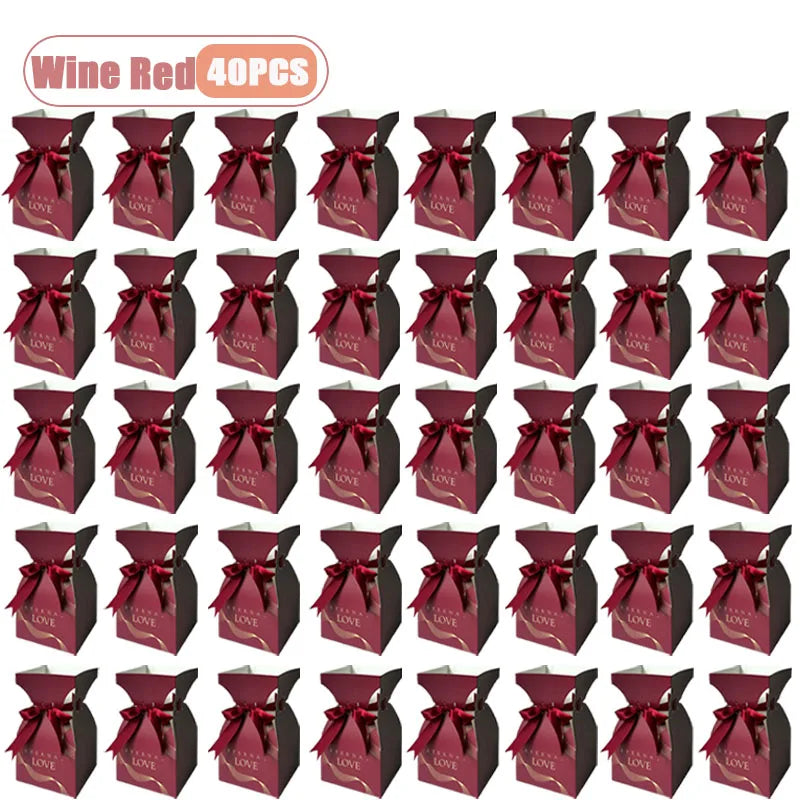 10-40PCS Valentine S Day Flower Box Gift Packaging Bouquet Wrap Floral Arrangement Supplies Handbag Basket with Handle Oasis Select Wine Red-40PCS 20x11x11CM