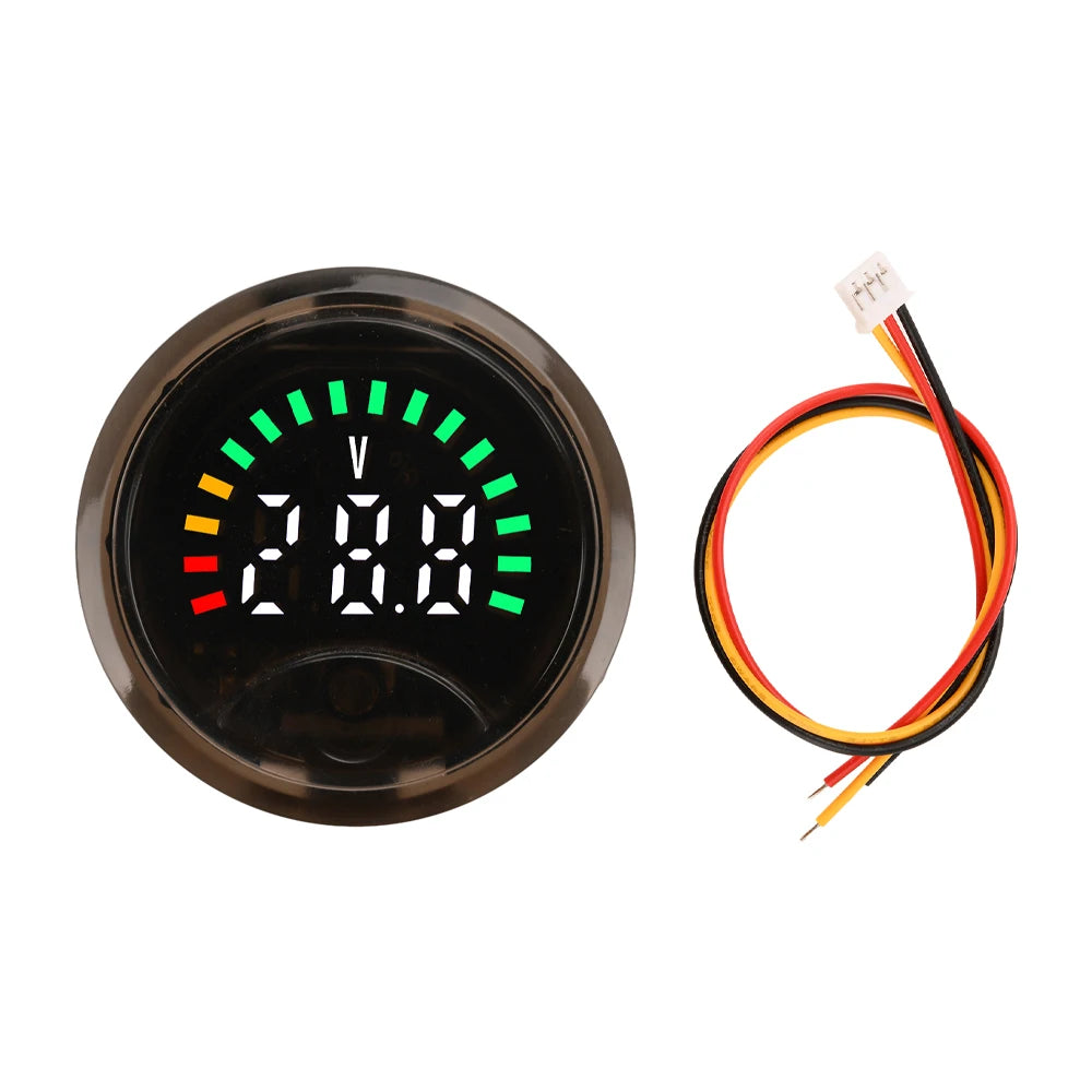 DC7-100V Mini Digital Voltmeter Battery Capacity Tester 2-Wire Circular Voltage Current Meter Volt Detector Test Power Indicator Oasis Select White light