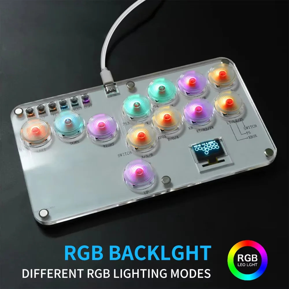 Stickless Arcade Stick 12Keys All-Button Mini Fighting Game Arcade Stick Leverless Controller Fight Sticks for PS3/PS4/PC/Switch Oasis Select