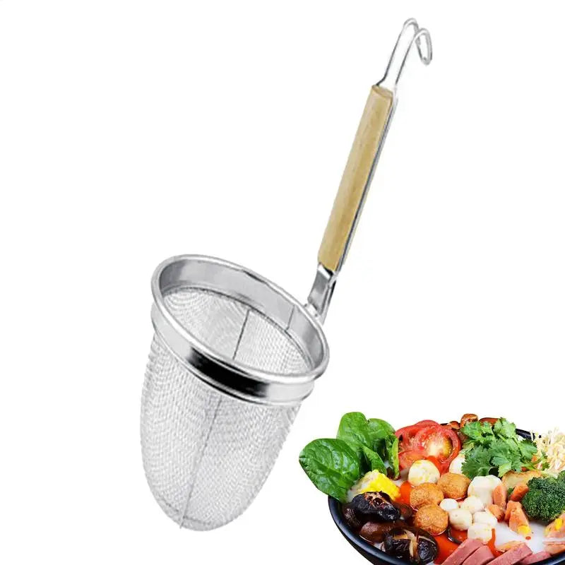Noodle Baskets For Cooking Noodles Mesh Filter Basket Kitchen Food Basket Mesh With Wood Handle For Home Restaurant Apartment Oasis Select