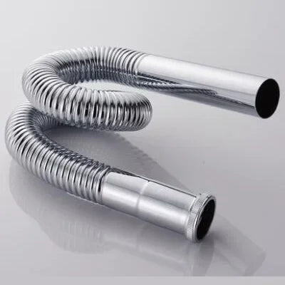 Brass Hose Siphon Flexible Sink Drain Bathroom Kitchen Basin Water Tube Pipe DN30 Sink Waste Set Bathtub Accessories Oasis Select silver