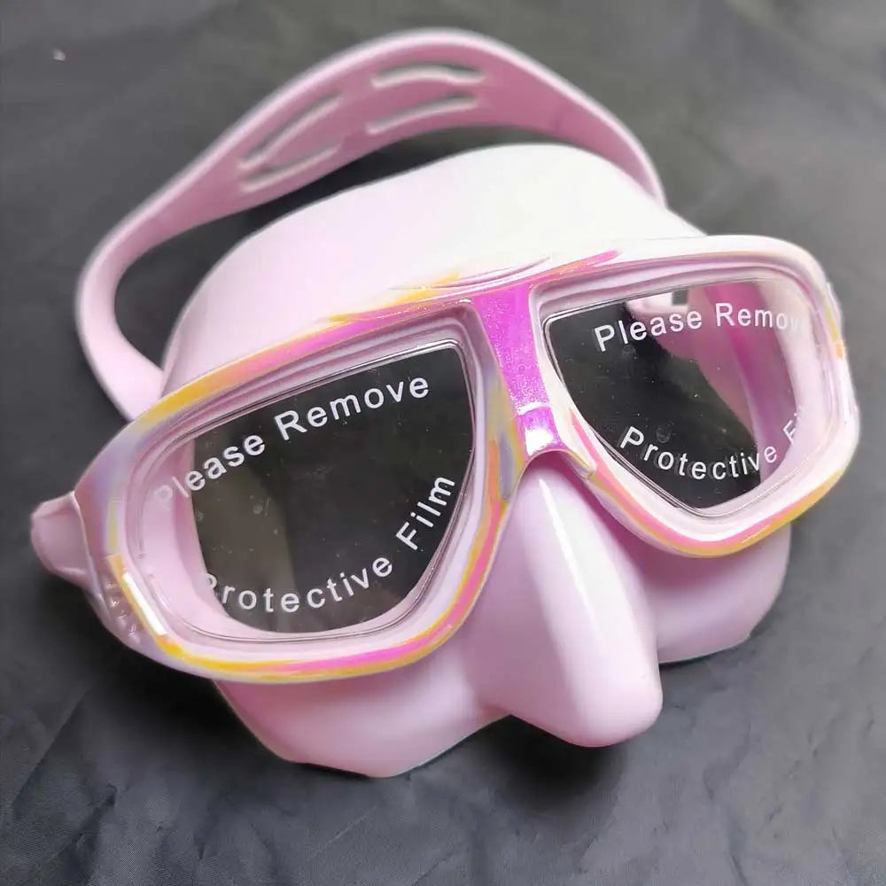 Iridescent Unisex Low-Volume Freediving Mask Swimming Anti-Allergic Silicone Skirt Tempered Glass Lens with Adjustable Strap Oasis Select Pink
