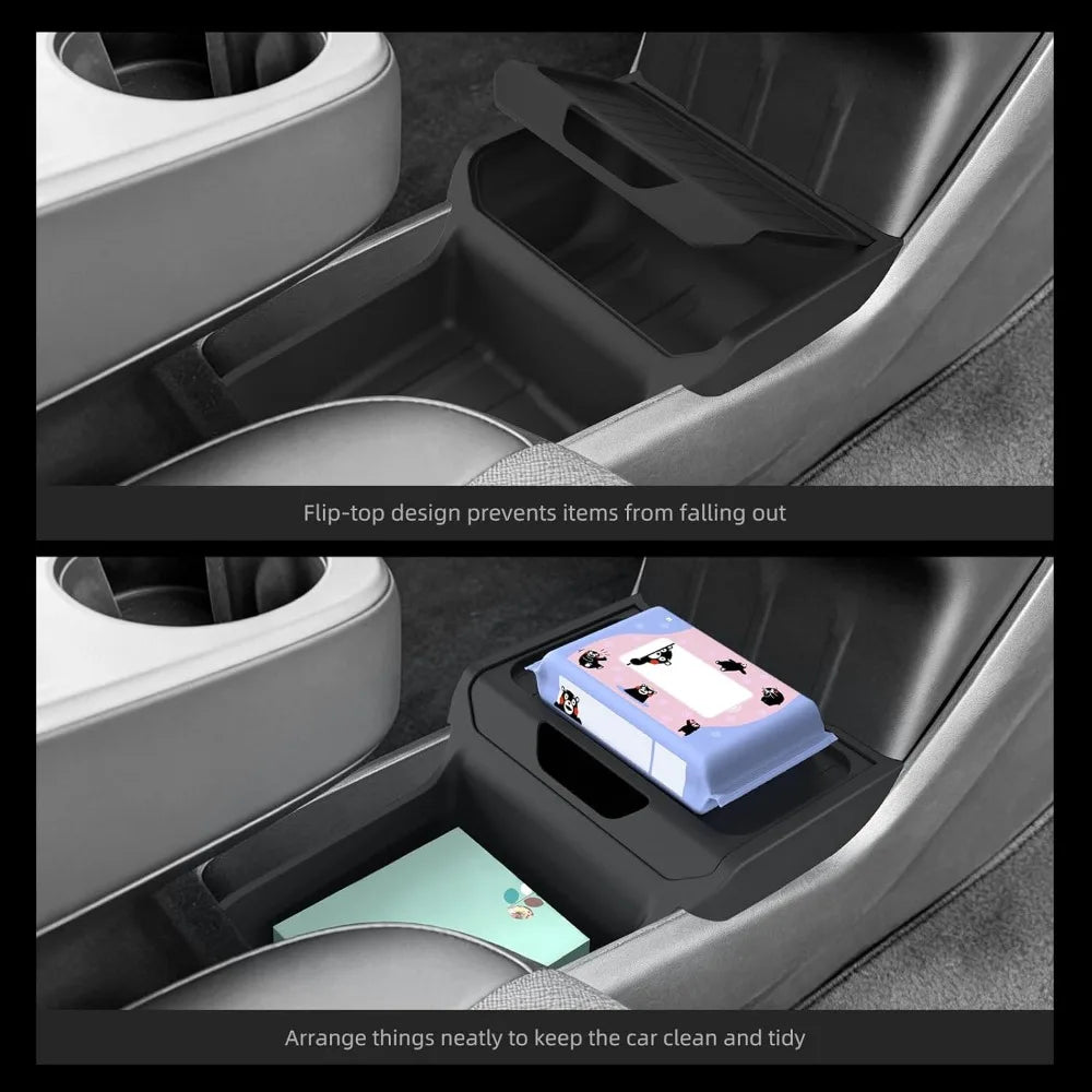 Non-Slip TPE For Tesla Model Y Standard Version 2025 Lower Center Console Storage Organizer Insert Tray Interior Accessories Oasis Select