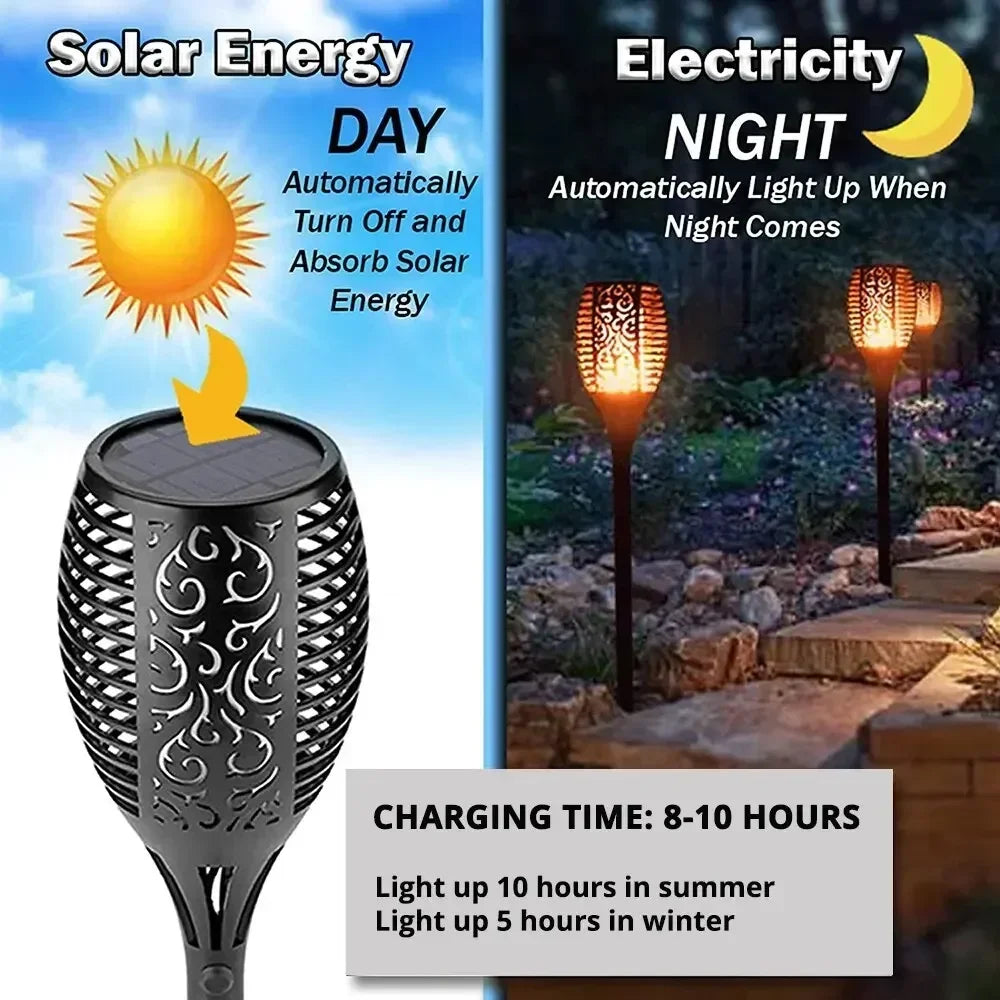 1-10Pack Solar Flame Light Outdoor 96/12 LEDs Flickering Torch Waterproof Night Lamp Garden Decoration for Lawn Path Yard Patio Oasis Select