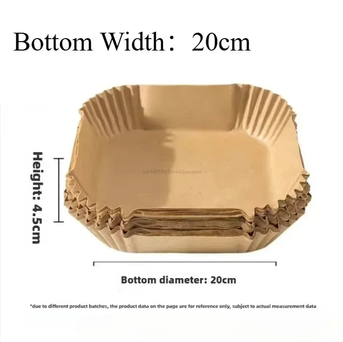 Air Fryer Paper Oven Paper Disposable Send Brush Non-Stick Airfryer Baking Papers Liners Parchment Paper for Baking Microwave Oasis Select 20CM-Square 100PCS