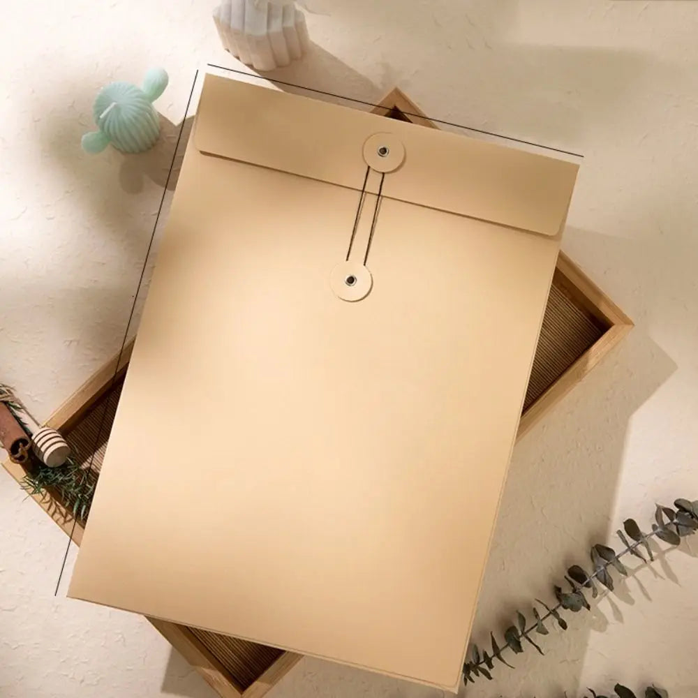 Kraft Paper Envelope with Button String Tie Winding Ticket File Documents Bag Letter Photos Journal Storage Budget Envelopes Oasis Select Brown-A4